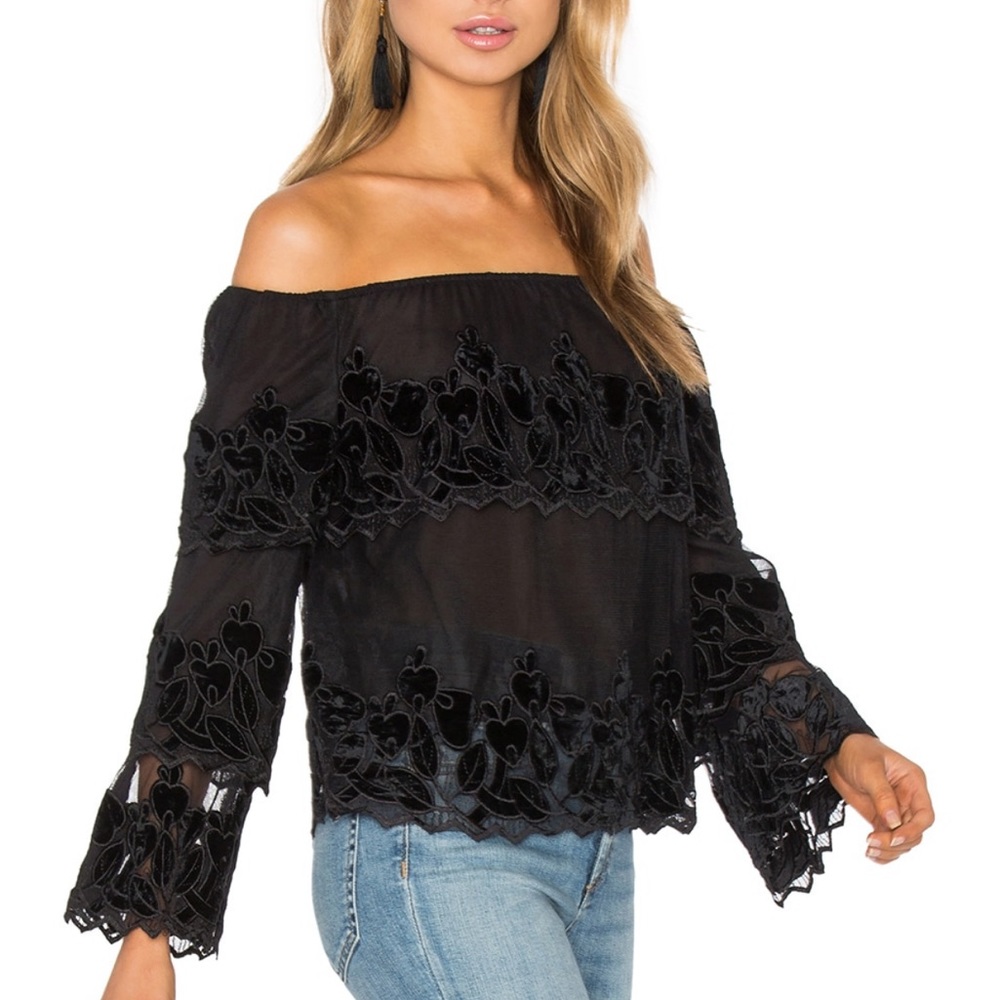 Black long sleeve off the shoulder top